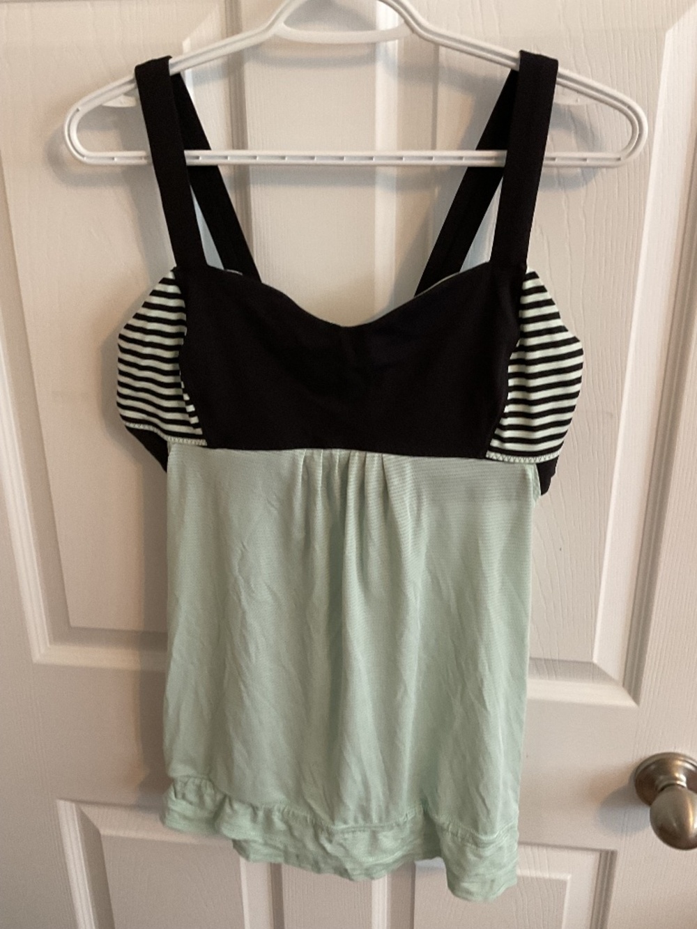 lululemon athletica Mint Green and Black Tank Top with Striped Accents